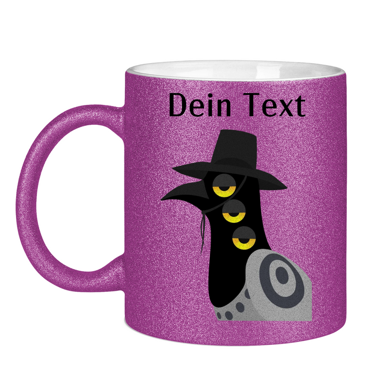 Glitzertasse – Dämonischer Vogel