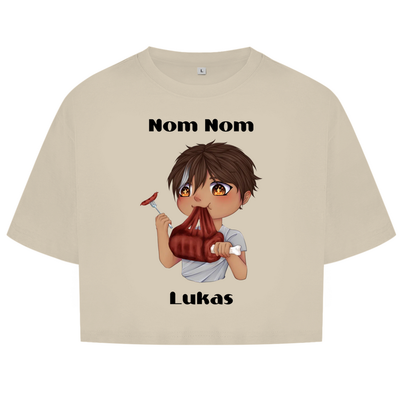 Damen Oversize Crop Top - Mampf Chibi