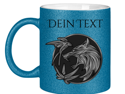 Glitzertasse - Wolfsemblem