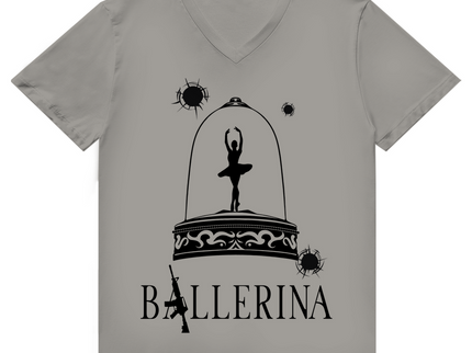 Herren Premium Bio V-Neck T-Shirt - Tänzerin im Kugelhagel