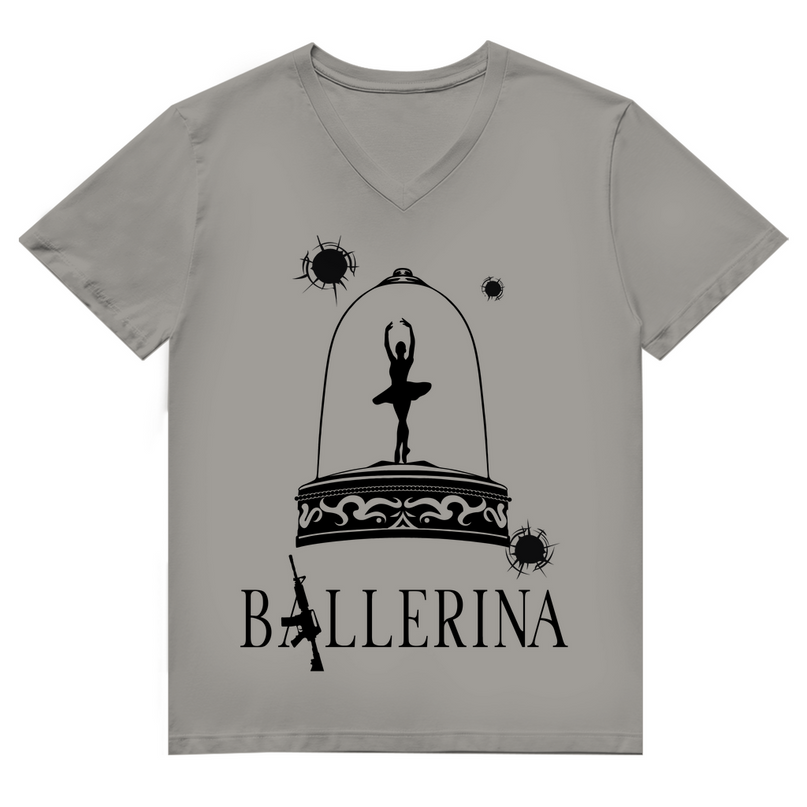 Herren Premium Bio V-Neck T-Shirt - Tänzerin im Kugelhagel