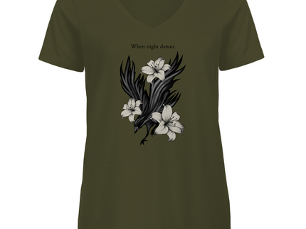 Damen Premium Bio V-Neck T-Shirt – Rabe und Lilien