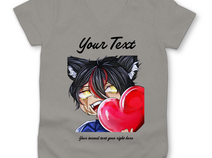 Damen Premium Bio V-Neck T-Shirt- Chibi Herz
