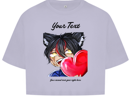 Damen Oversize Crop Top  - Chibi Herz