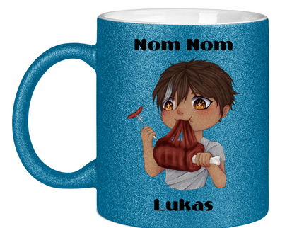 Glitzertasse Tasse - Mampf Chibi