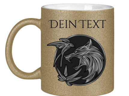 Glitzertasse - Wolfsemblem