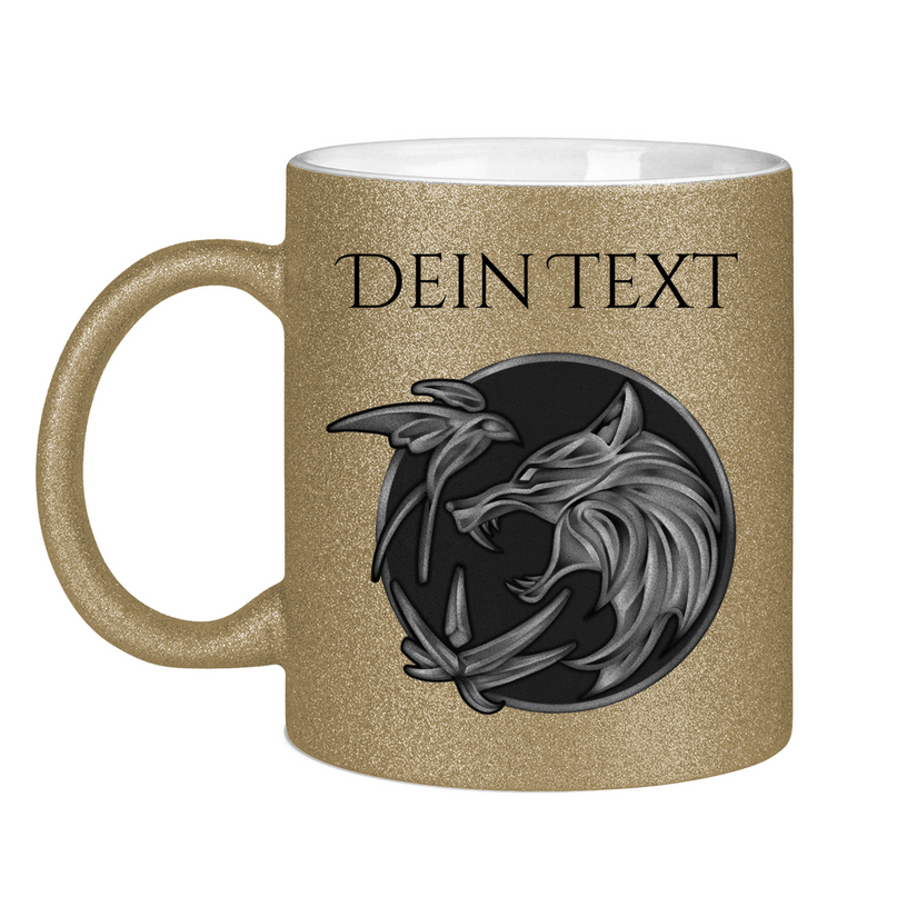 Glitzertasse - Wolfsemblem
