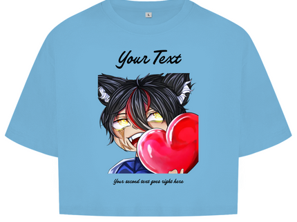 Damen Oversize Crop Top  - Chibi Herz