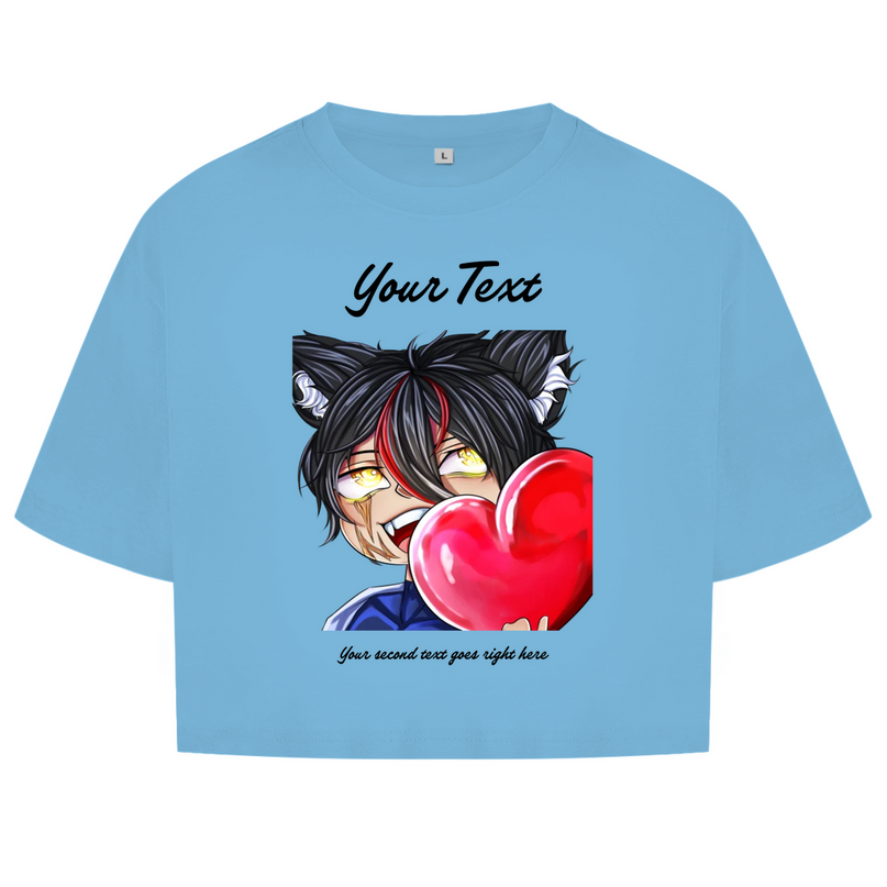 Damen Oversize Crop Top  - Chibi Herz