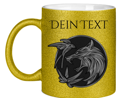 Glitzertasse - Wolfsemblem