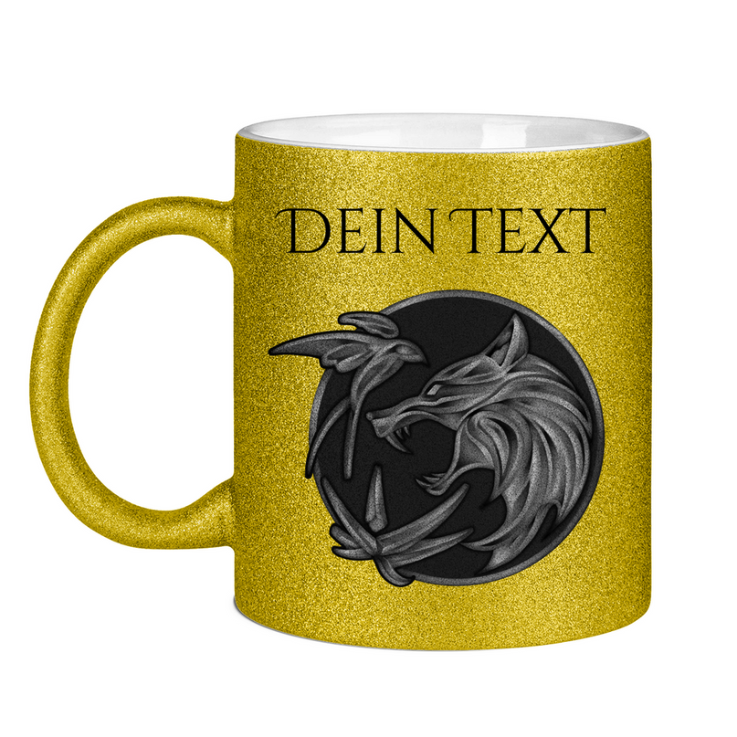 Glitzertasse - Wolfsemblem