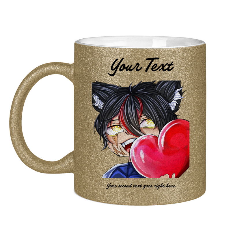 Glitzertasse Tasse - Chibi Herz
