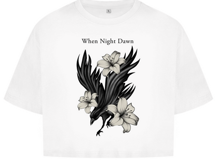 Damen Oversize Crop Top – Rabe & Lilien Motiv