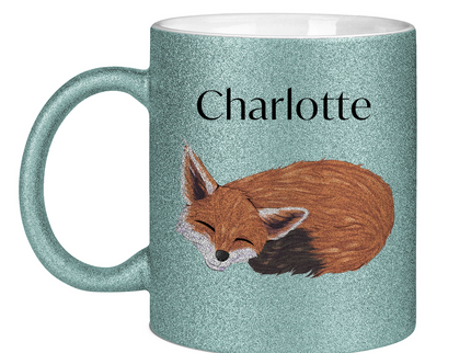 Glitzertasse – Schlafender Fuchs