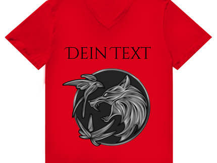 Herren Premium Bio V-Neck T-Shirt - Wolfsemblem