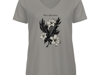 Damen Premium Bio V-Neck T-Shirt – Rabe und Lilien