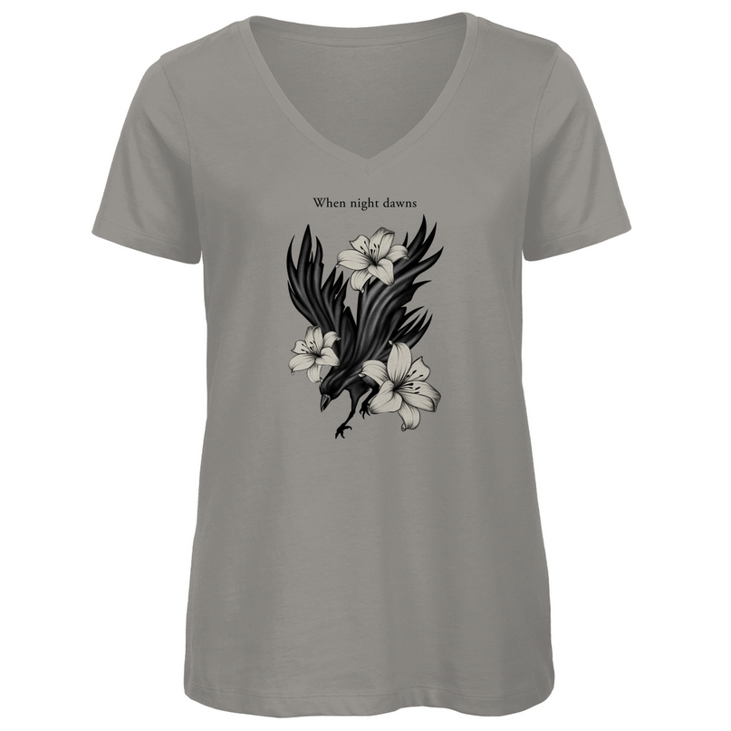 Damen Premium Bio V-Neck T-Shirt – Rabe und Lilien