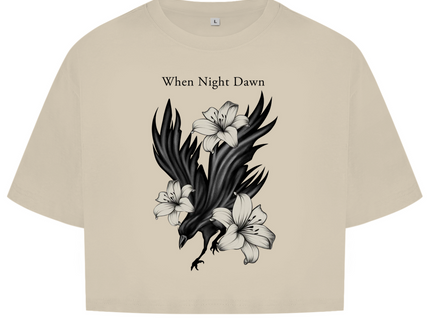 Damen Oversize Crop Top – Rabe & Lilien Motiv