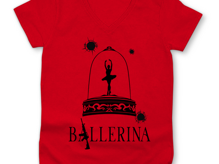 Damen Premium Bio V-Neck T-Shirt - Tänzerin im Kugelhagel