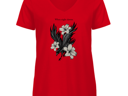 Damen Premium Bio V-Neck T-Shirt – Rabe und Lilien