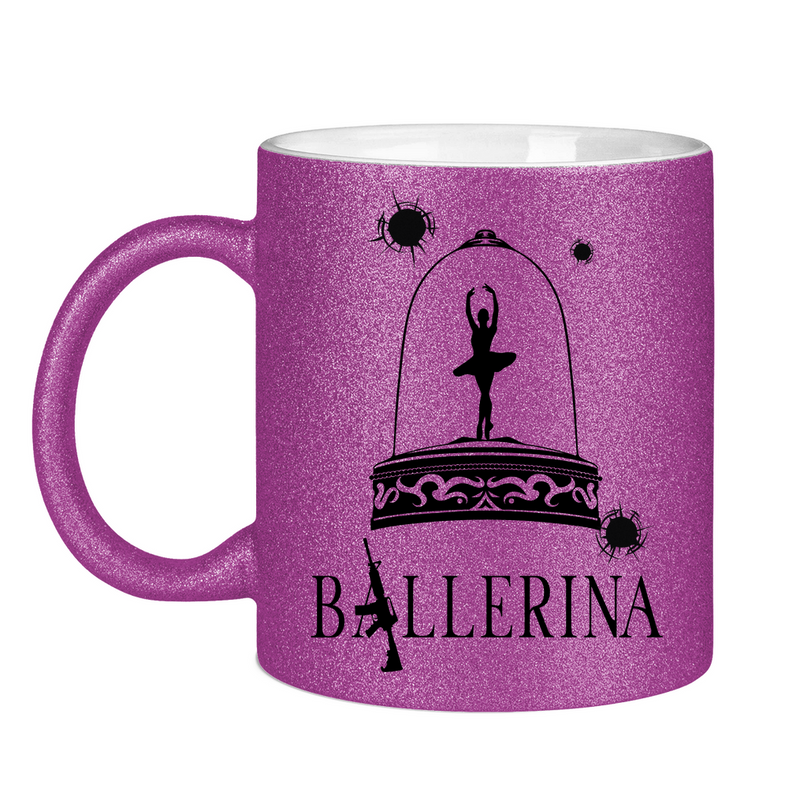 Glitzertasse - Tänzerin im Kugelhagel