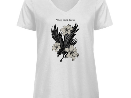 Damen Premium Bio V-Neck T-Shirt – Rabe und Lilien