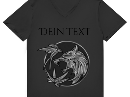 Herren Premium Bio V-Neck T-Shirt - Wolfsemblem