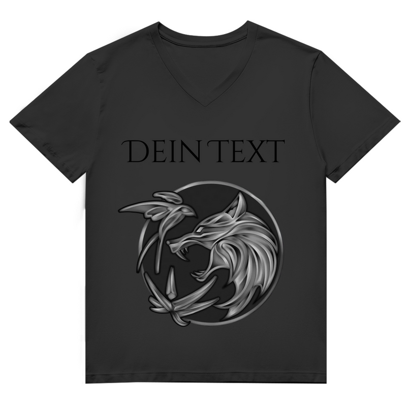 Herren Premium Bio V-Neck T-Shirt - Wolfsemblem