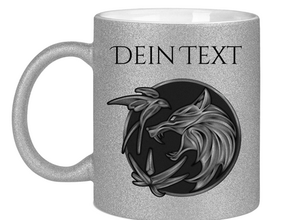 Glitzertasse - Wolfsemblem
