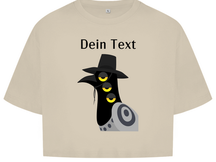 Damen Oversize Crop Top – Dämonischer Vogel