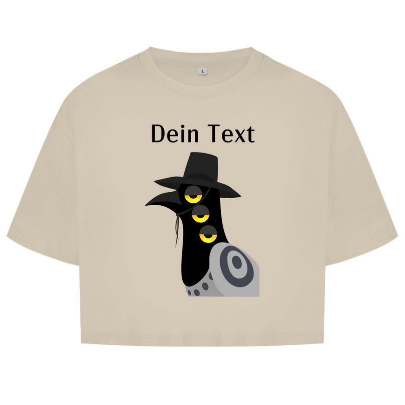 Damen Oversize Crop Top – Dämonischer Vogel