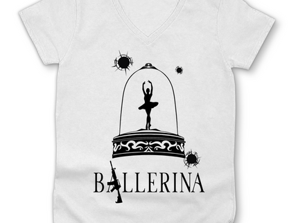 Damen Premium Bio V-Neck T-Shirt - Tänzerin im Kugelhagel