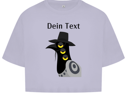 Damen Oversize Crop Top – Dämonischer Vogel