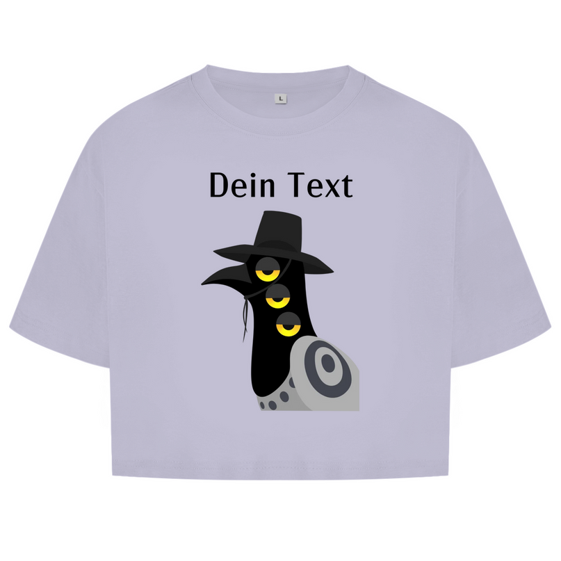 Damen Oversize Crop Top – Dämonischer Vogel