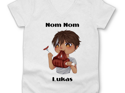 Damen Premium Bio V-Neck T-Shirt Mampf Chibi