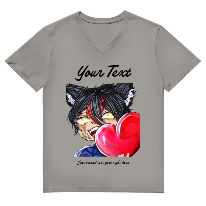 Herren Premium Bio V-Neck T-Shirt – Herz Chibi